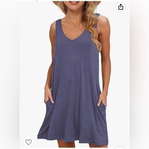 AUSELILY Women Summer Casual T Shirt Dresses Beach Cover up Plain Dress
